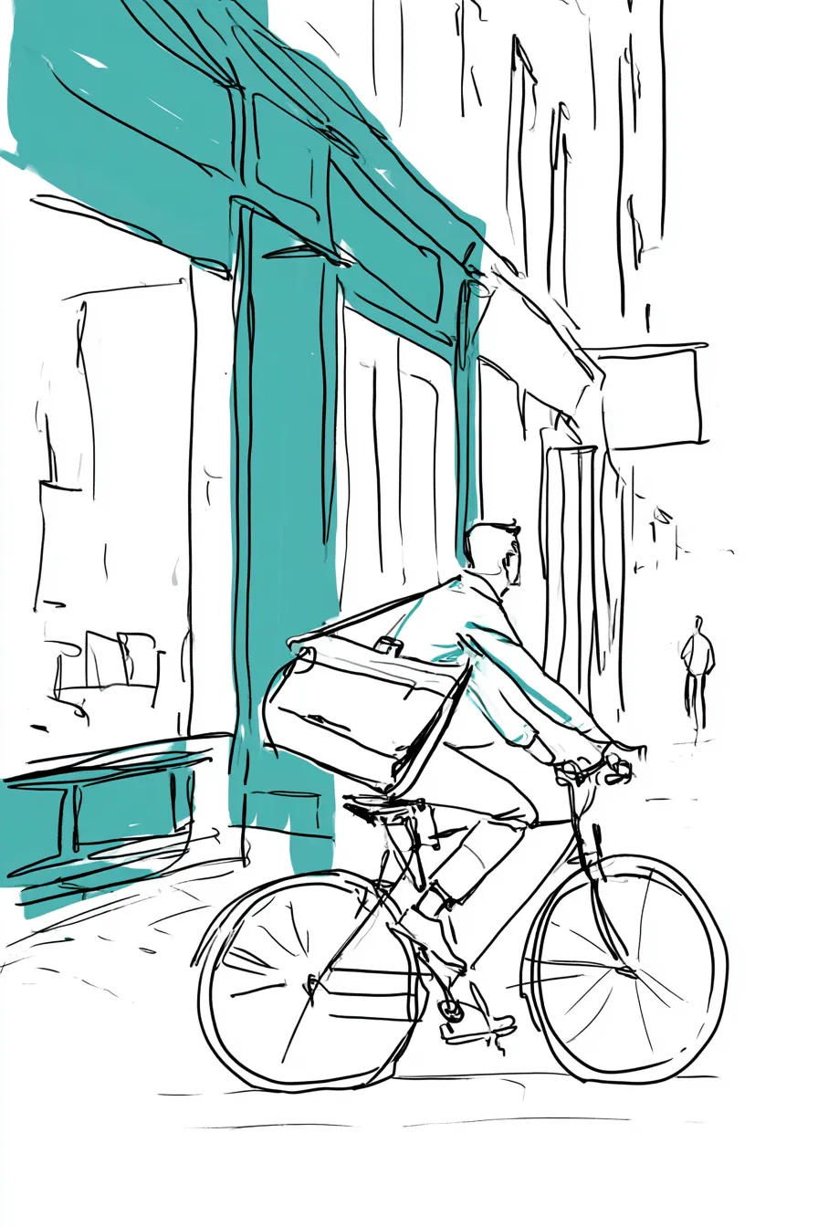 Commuter cycling steadily to work, echoing the consistency lenders reward