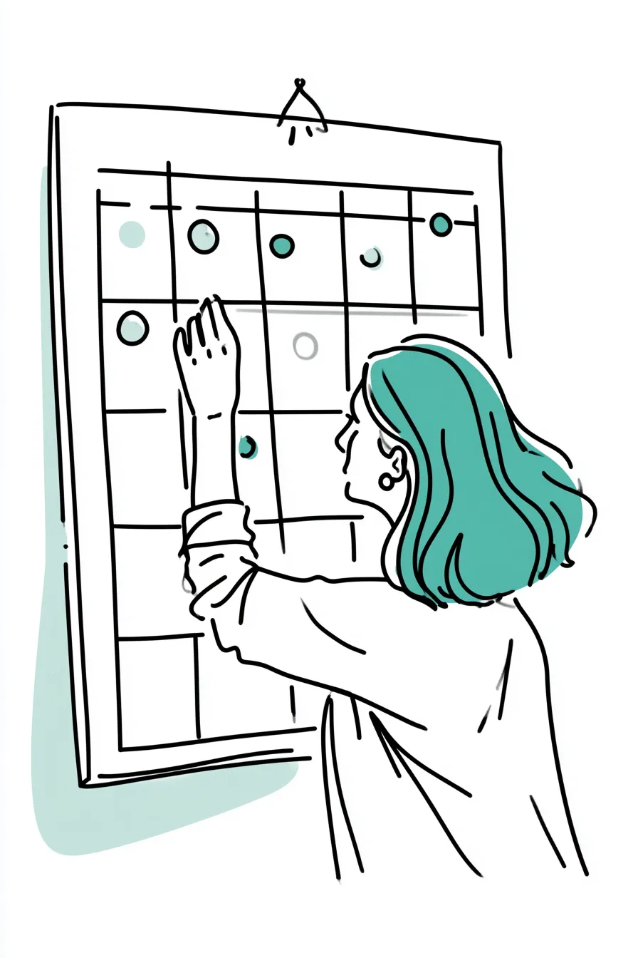 Marking a single monthly payment due date on a wall calendar after consolidating
