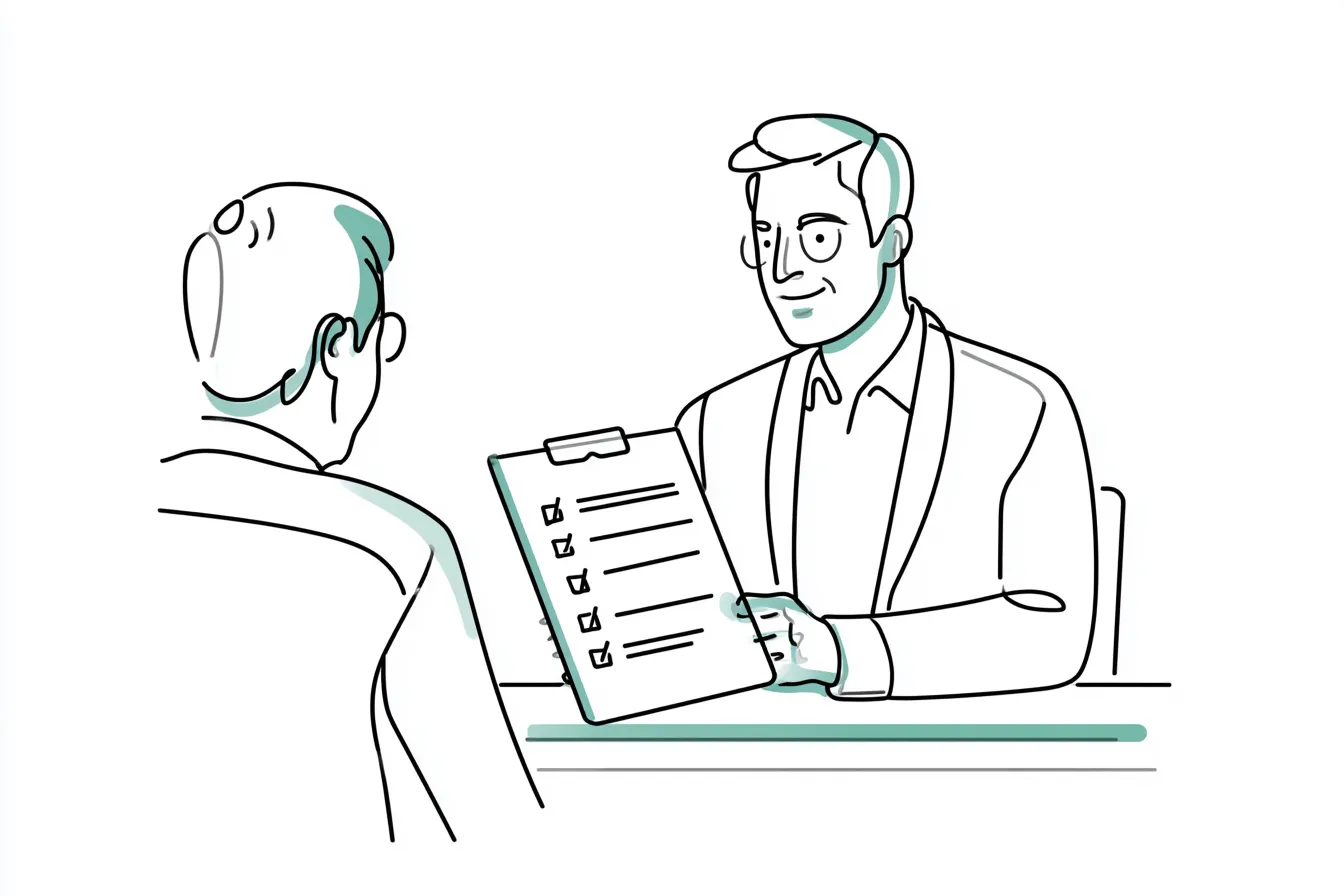 Loan advisor reviewing an eligibility checklist with an applicant