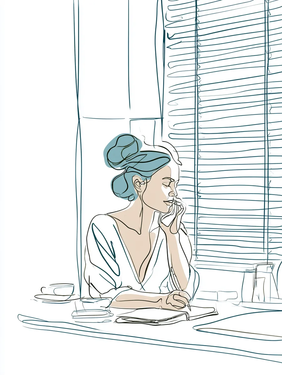 Applicant on a phone call clarifying loan questions by a bright window