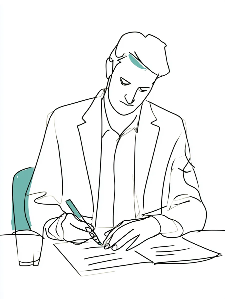 Borrower reading a loan agreement line by line before signing