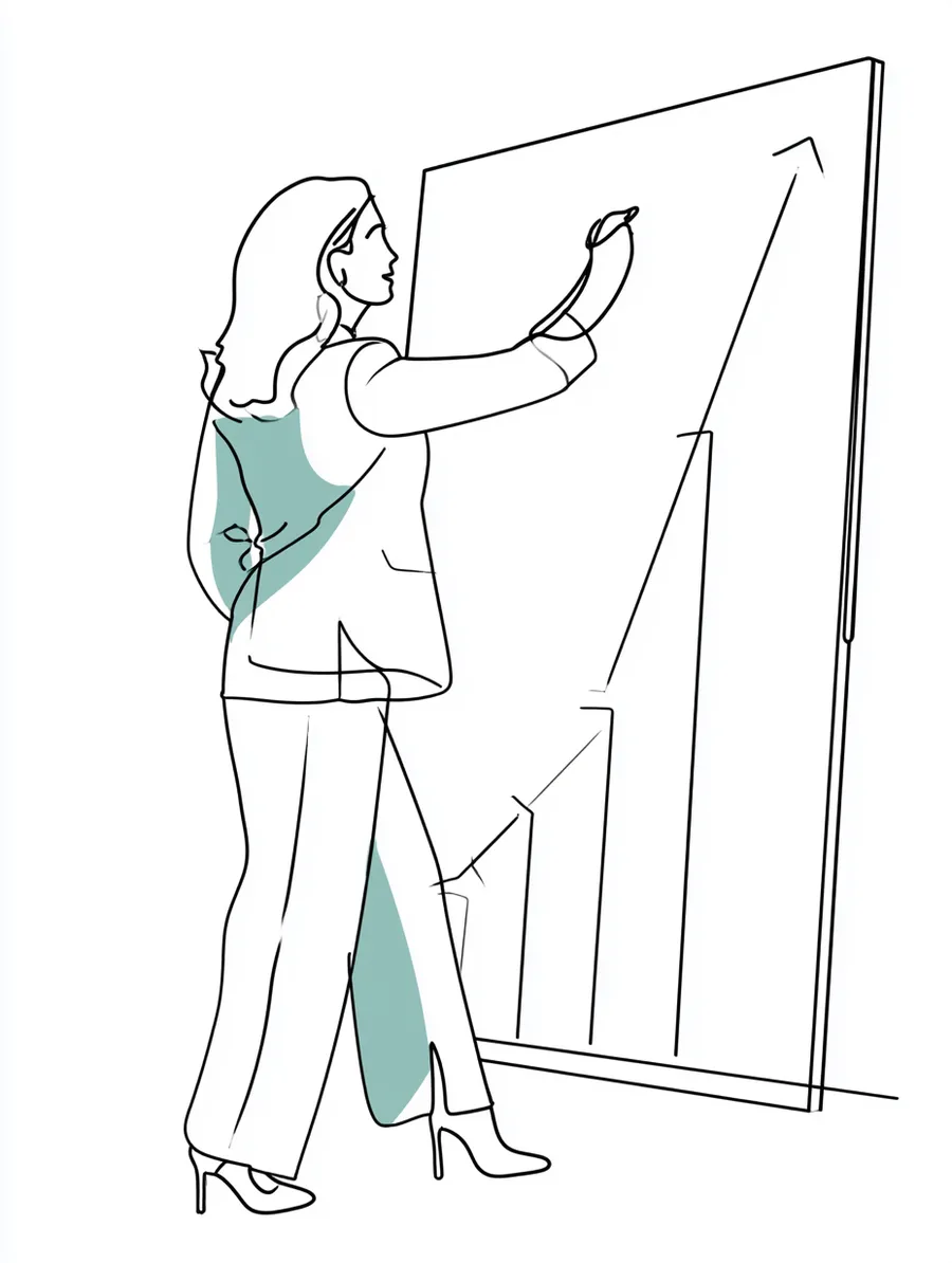 Reviewer charting loan payoff milestones rising on a whiteboard